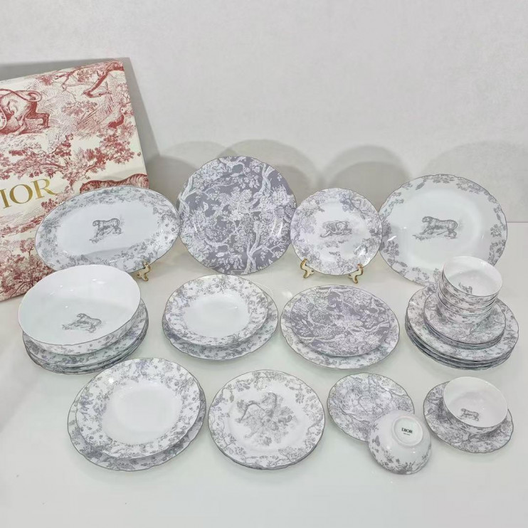 Столовый сервиз Christian Dior Toile de Jouy 6 персон серый