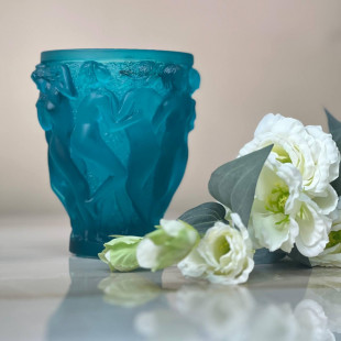 Ваза Lalique Bacchantes 32.5 см бирюзовая