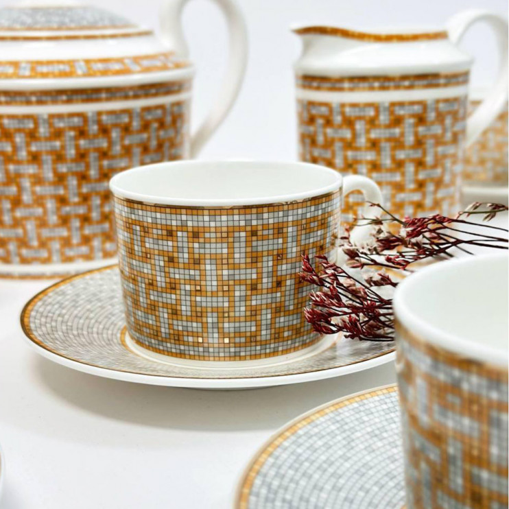 Чайный сервиз Hermes Mosaique au 24 gold на 6 персон