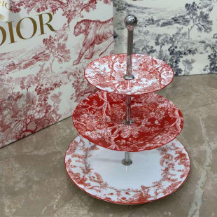 Трехъярусная подставка для торта Dior Toile de Jouy красная