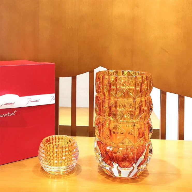 Ваза Baccarat Louxor круглая оранжевая 22 см