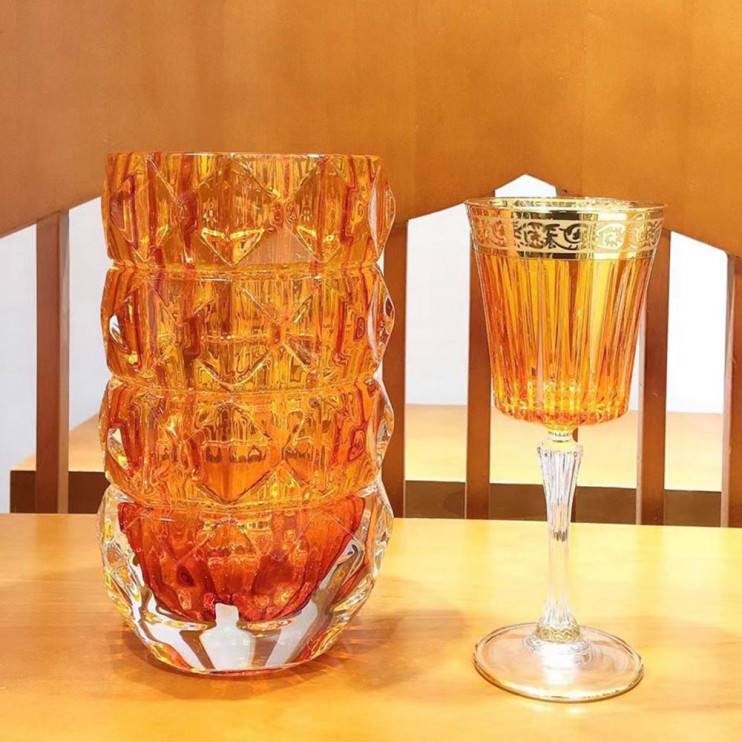Ваза Baccarat Louxor круглая оранжевая 22 см