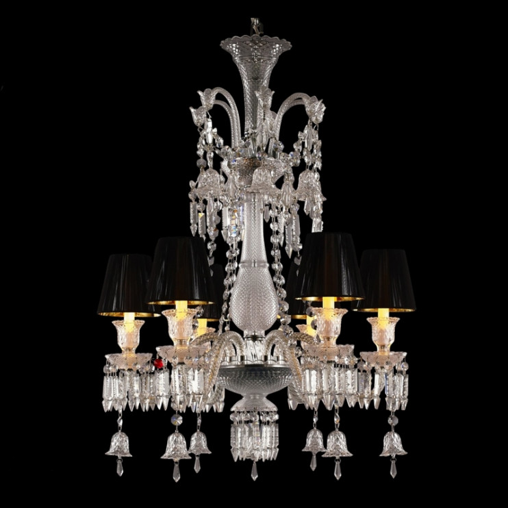 6-Световая хрустальная люстра Baccarat с шелковым абажуром