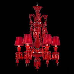 6 Светло-красная хрустальная люстра Baccarat