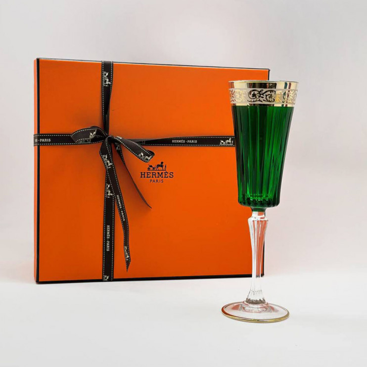 Бокалы Hermes для шампанского зелёные 2шт
