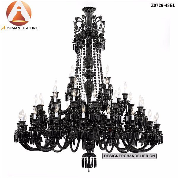 Большая черная хрустальная люстра Baccarat