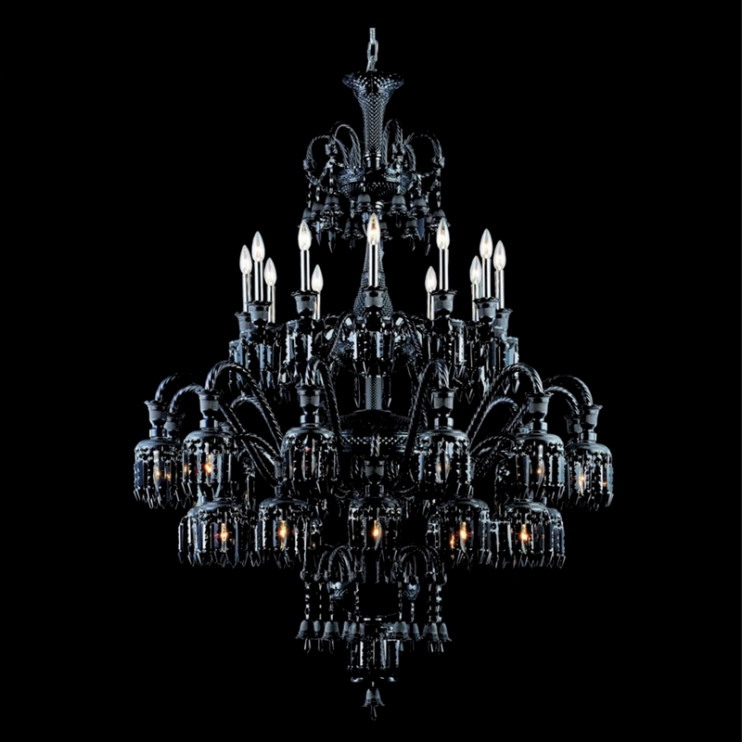 Большая черная хрустальная люстра Baccarat на 36 ламп
